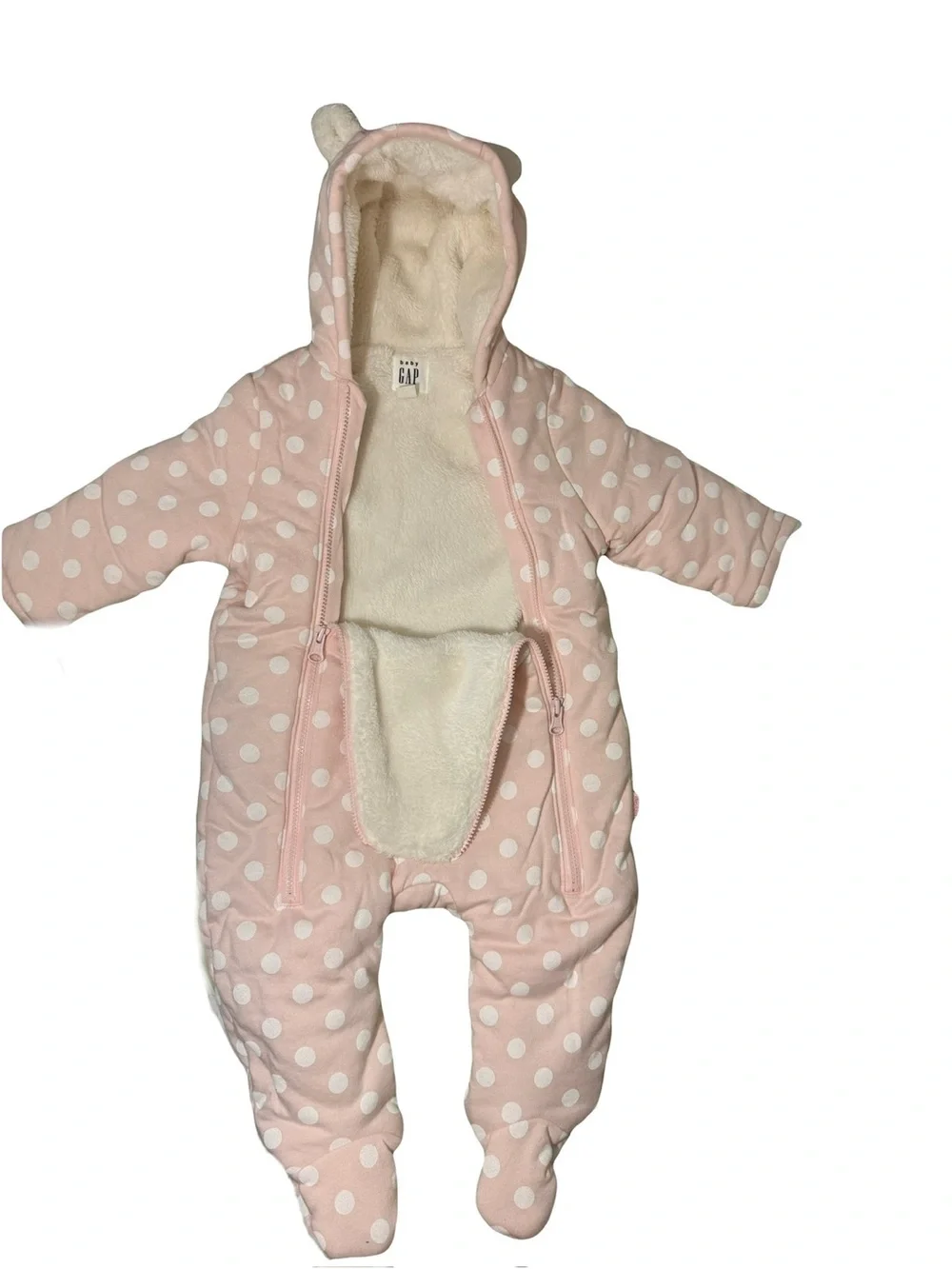 GAP Baby Pink Polka Dot Hooded One-Piece outdoor wear jacket